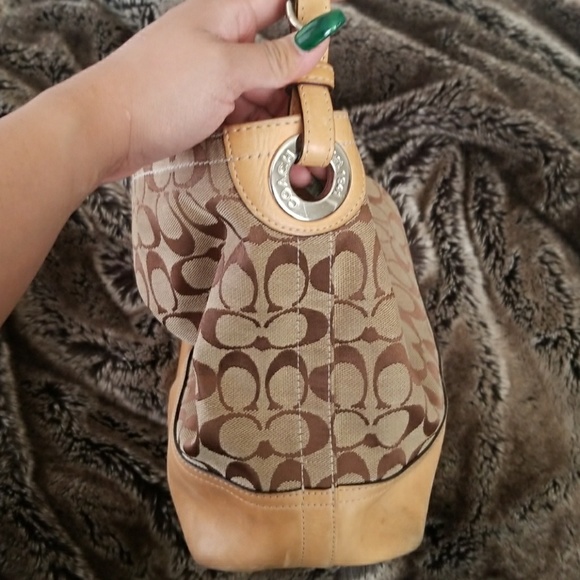 Coach Tan Brown Leather Monogram Tote Bag - Picture 4 of 8